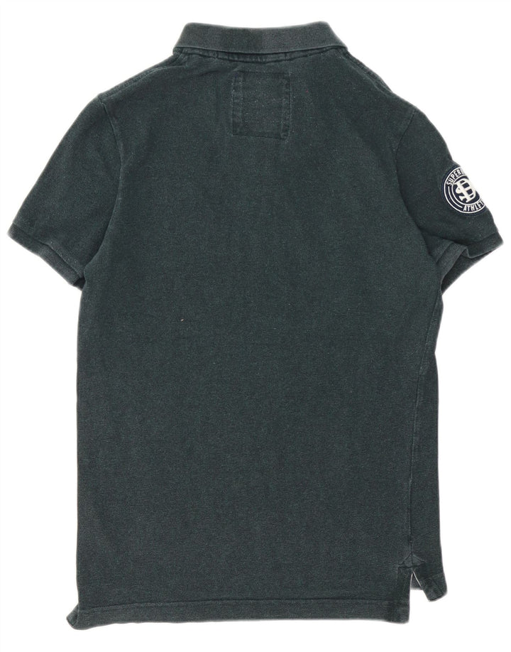 Tricou polo grafic pentru bărbați Superdry, bumbac verde mediu