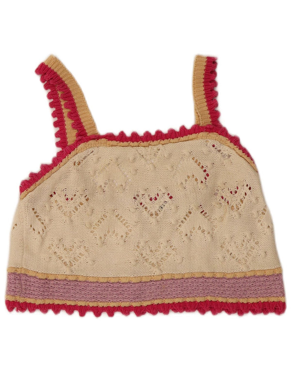 Bluză Crop din tricot pentru femei Zara UK 12, bumbac color bloc alb mediu