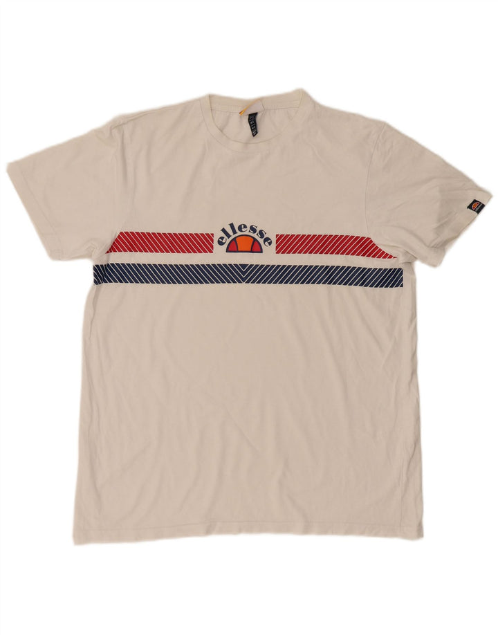 Tricou Bărbați ELLESSE Top mare, alb, bloc de culoare