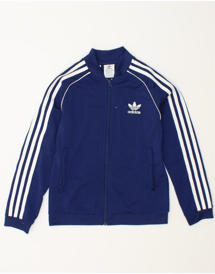 ADIDAS Boys Tracksuit Top Jacket 9-10 Years Navy Blue Polyester Vintage Adidas and Second-Hand Adidas from Messina Hembry 