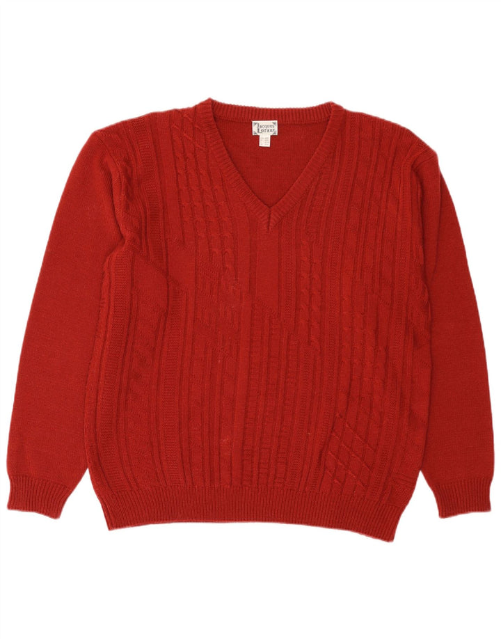 Jacques Lorant Pulover cu decolteu în V pentru bărbați UK 38/40 Roșu mediu Poliacrilic