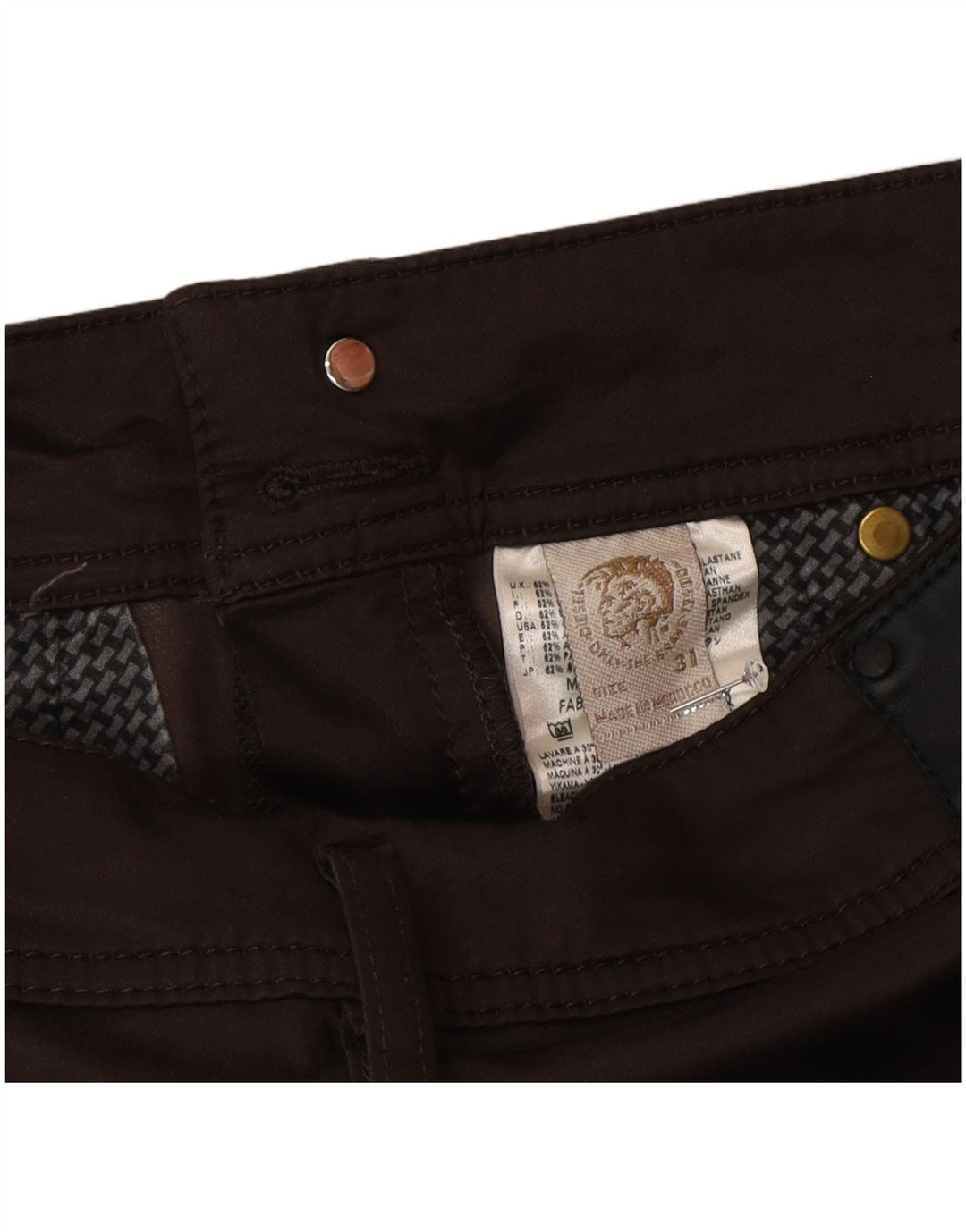 Pantaloni casual slim pentru femei Diesel L31 L34 bumbac maro