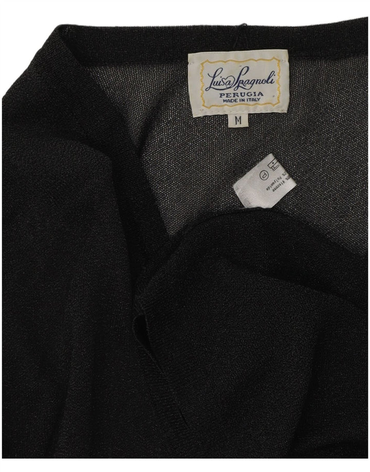 Luisa Spagnoli Womens See Through Cardigan Top UK 14 Medium Black Viscose