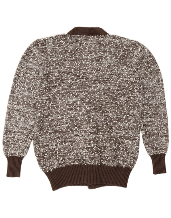Pulover vintage cardigan pentru femei UK 16 mare maro poliamidă cu pete