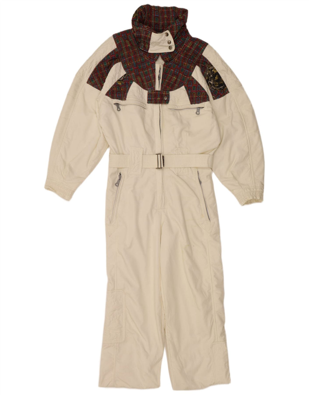 Salopetă de schi pentru femei CHERVO IT 42 Poliamidă cu carouri alb mediu