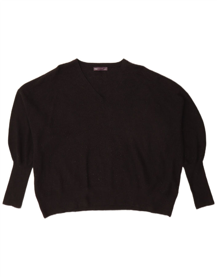 Pulover cu decolteu în V supradimensionat pentru femei Marks & Spencer UK 18 XL Negru