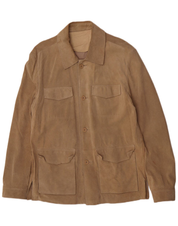Conbipel Mens Suede Utility Jacket IT 52 XL Brown Leather