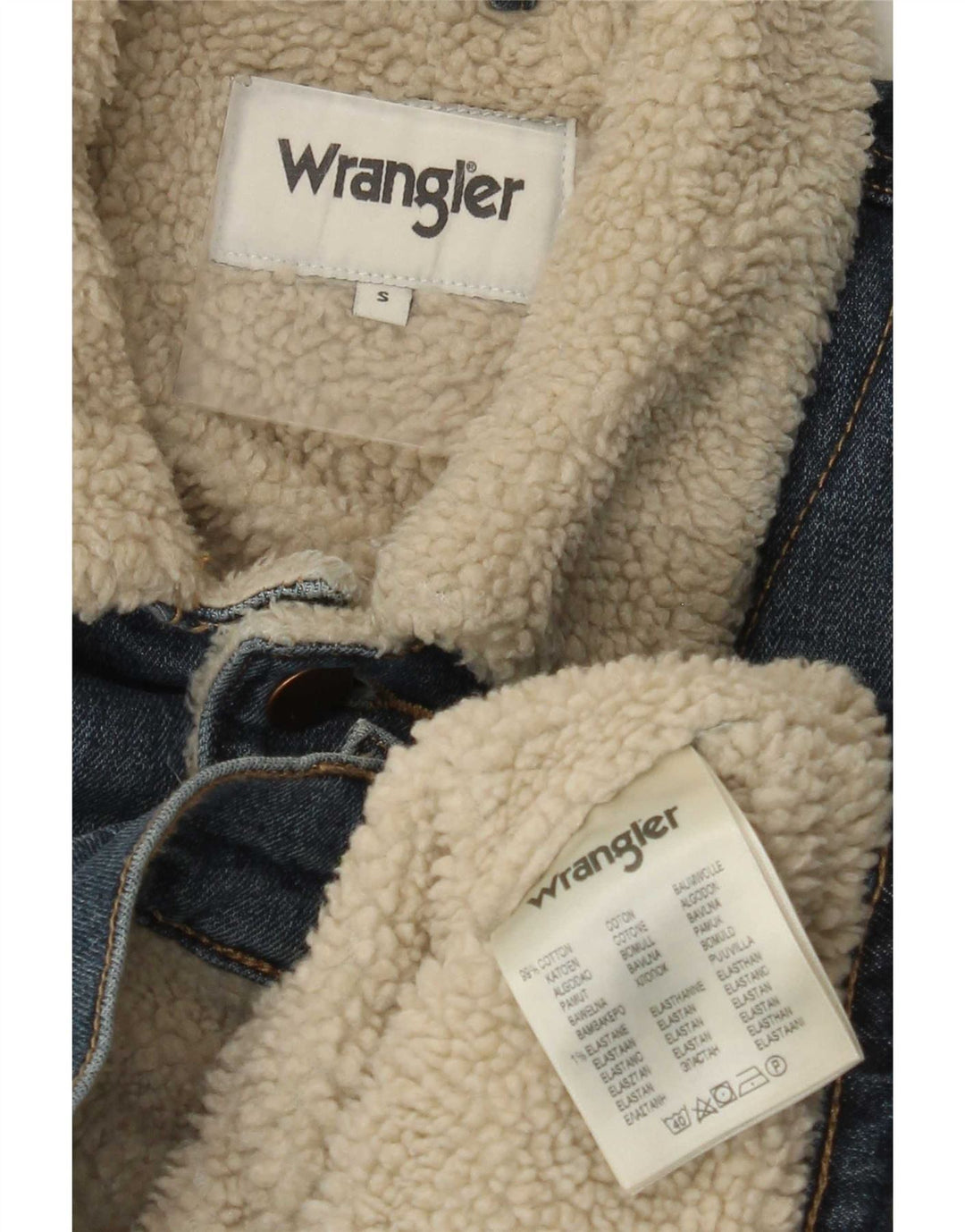 Jachetă de blugi Sherpa Wrangler pentru bărbați UK 36 Bumbac albastru mic