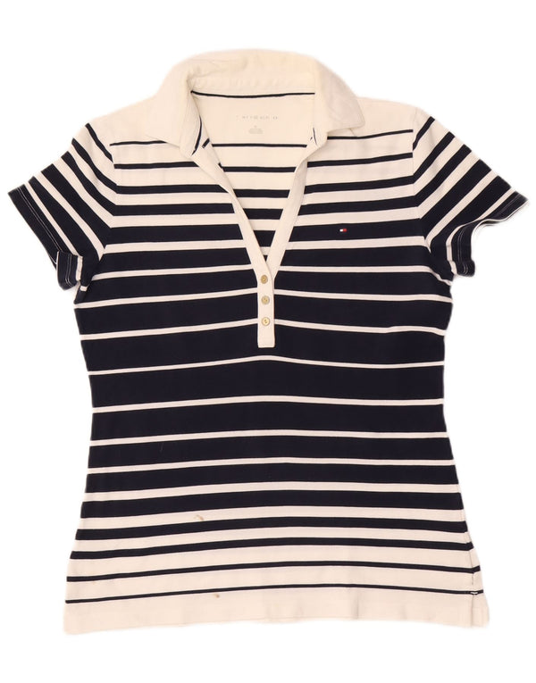 Tricou polo Tommy Hilfiger pentru femei UK 14 Medium bleumarin cu dungi