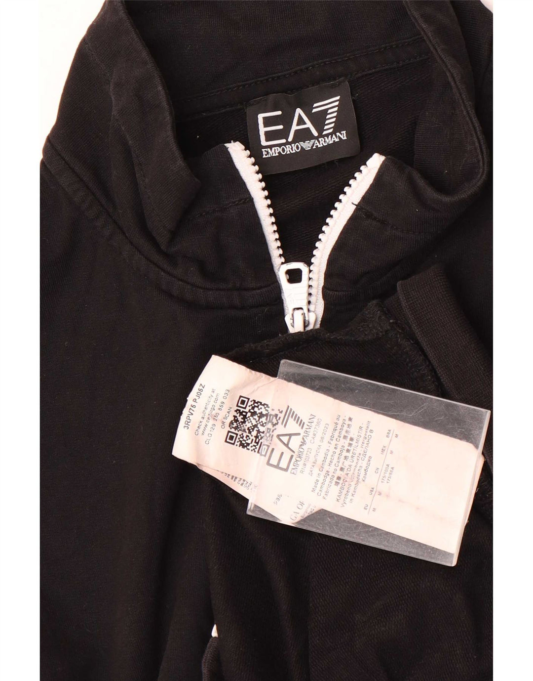 Jachetă de trening cu grafică pentru bărbați Emporio Armani, bumbac mediu negru