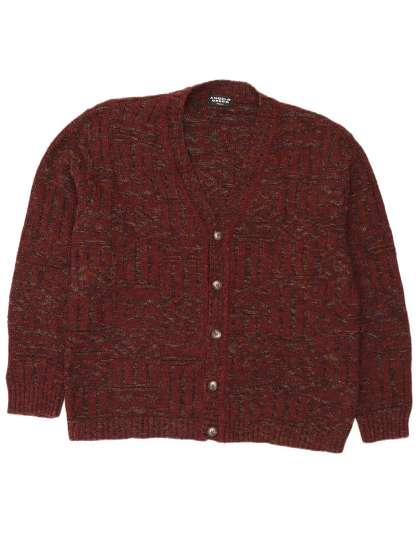 Pulover cardigan pentru bărbați Angelo Greco, lână cu pete burgundy