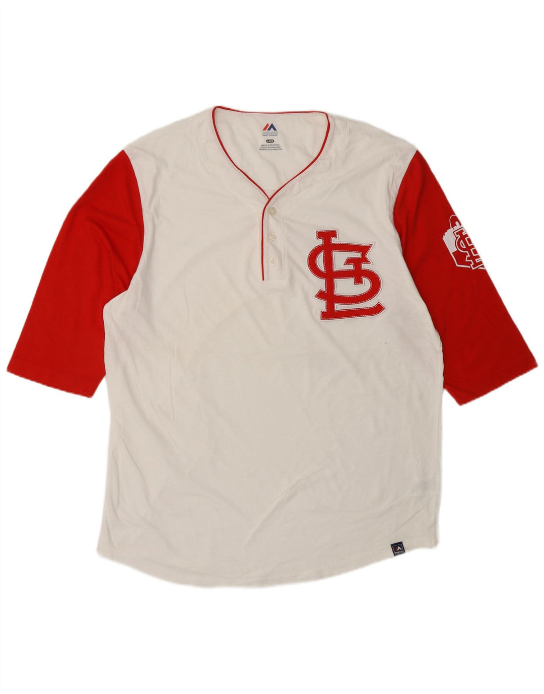 MAJESTIC pentru bărbați St. Louis Cardinals Graphic Top cu mâneci 3/4, mare, alb