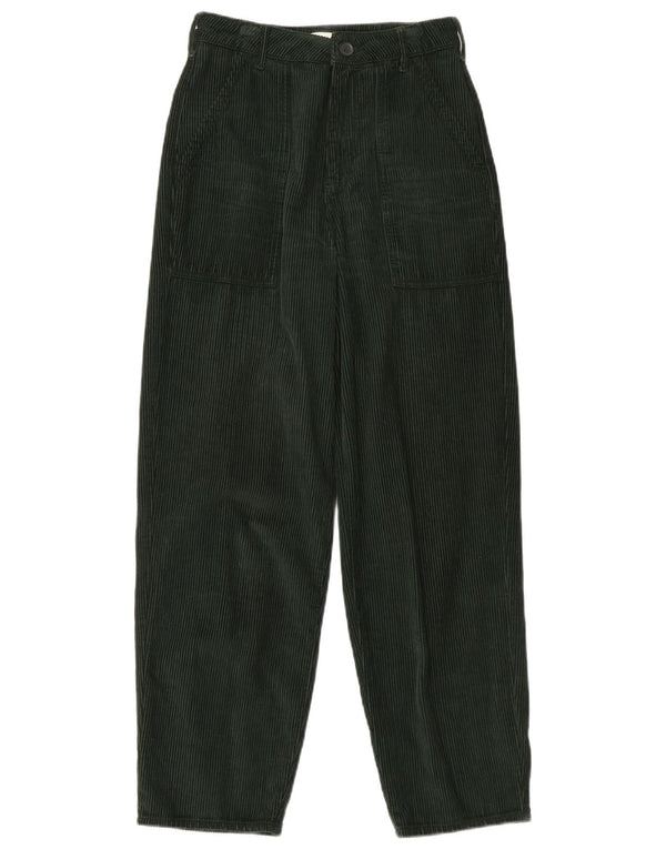 Topshop Womens High Waist Corduroy Trousers UK 8 Small W26 L28 Green