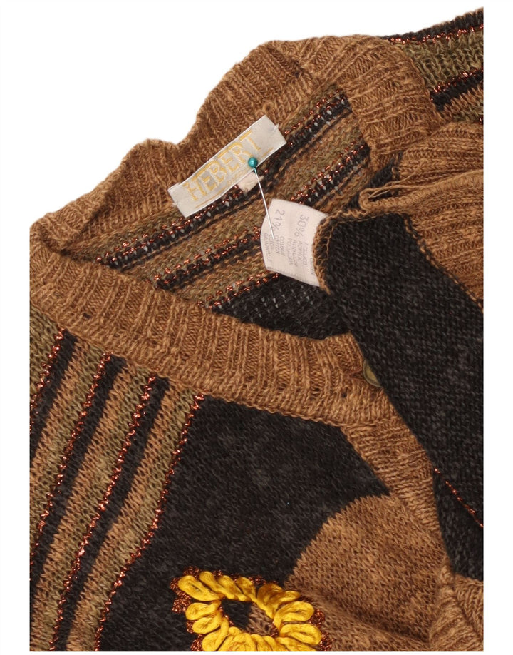 Pulover Cardigan Vintage pentru Damă, Maro Maro, In dungi