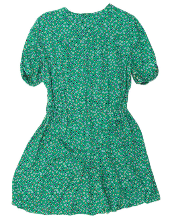 Rochie A-Line Vintage pentru femei UK 12 Medium Green Spotted