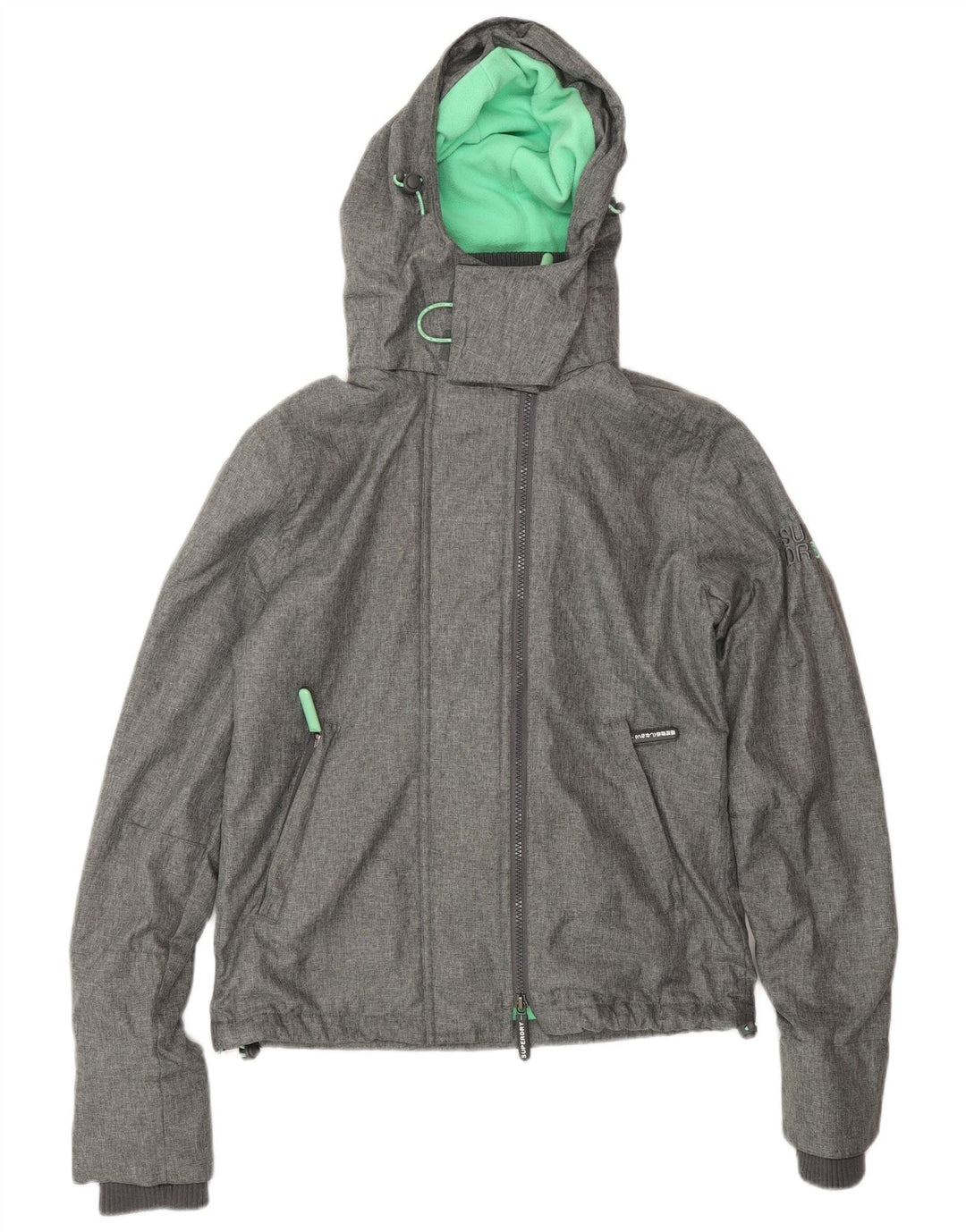 SUPERDRY pentru femei The Windcheater Graphic Windbreaker Jacket UK 8 Small Gri
