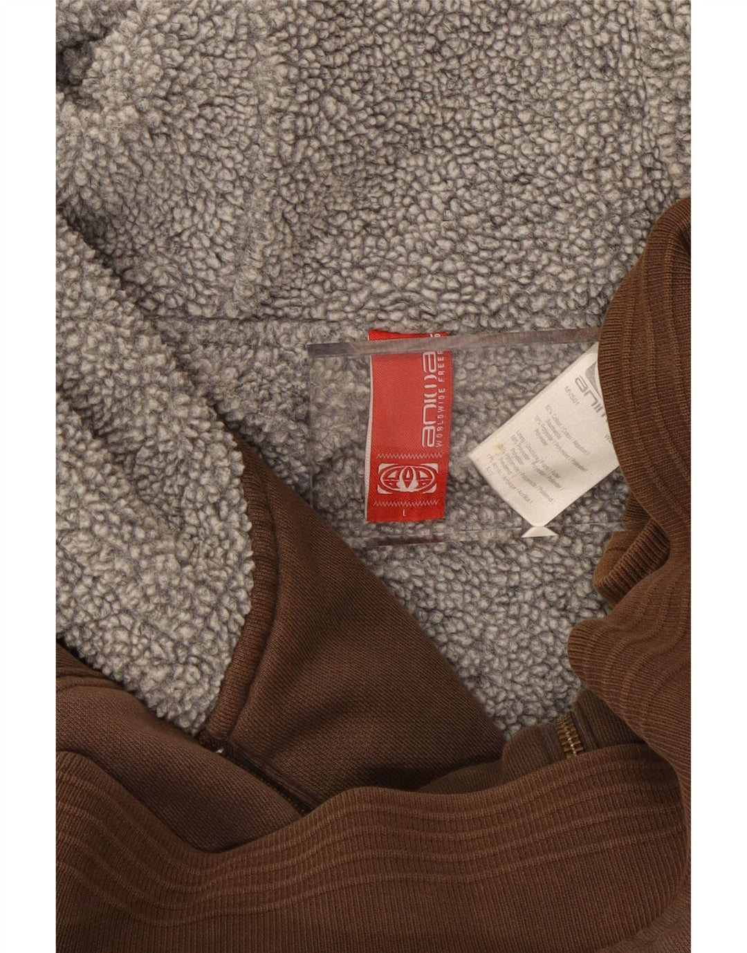 ANIMAL Pulover cu capota cu fermoar grafic pentru bărbați, bumbac maro mare