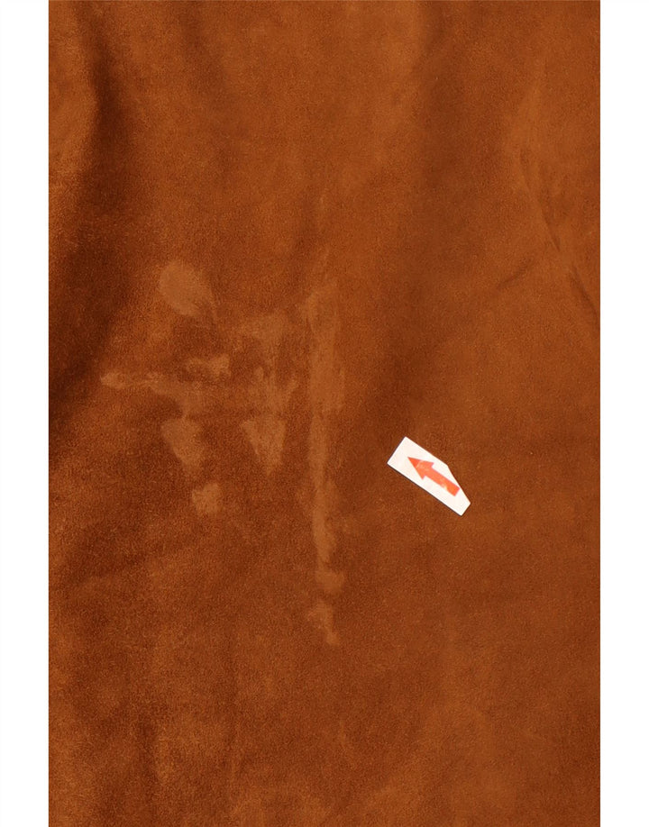 Jachetă vintage pentru bărbați din piele intoarsa Mărimea 62 4XL din piele maro