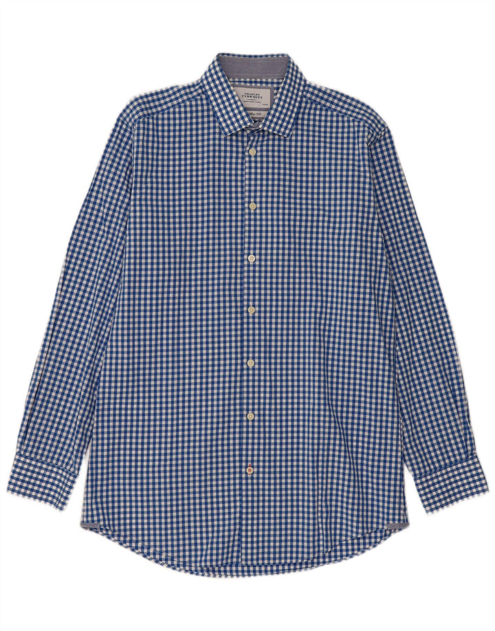 Cămașă pentru bărbați Charles Tyrwhitt Extra Slim Fit Mărimea 41/16 Mare albastru Gingham