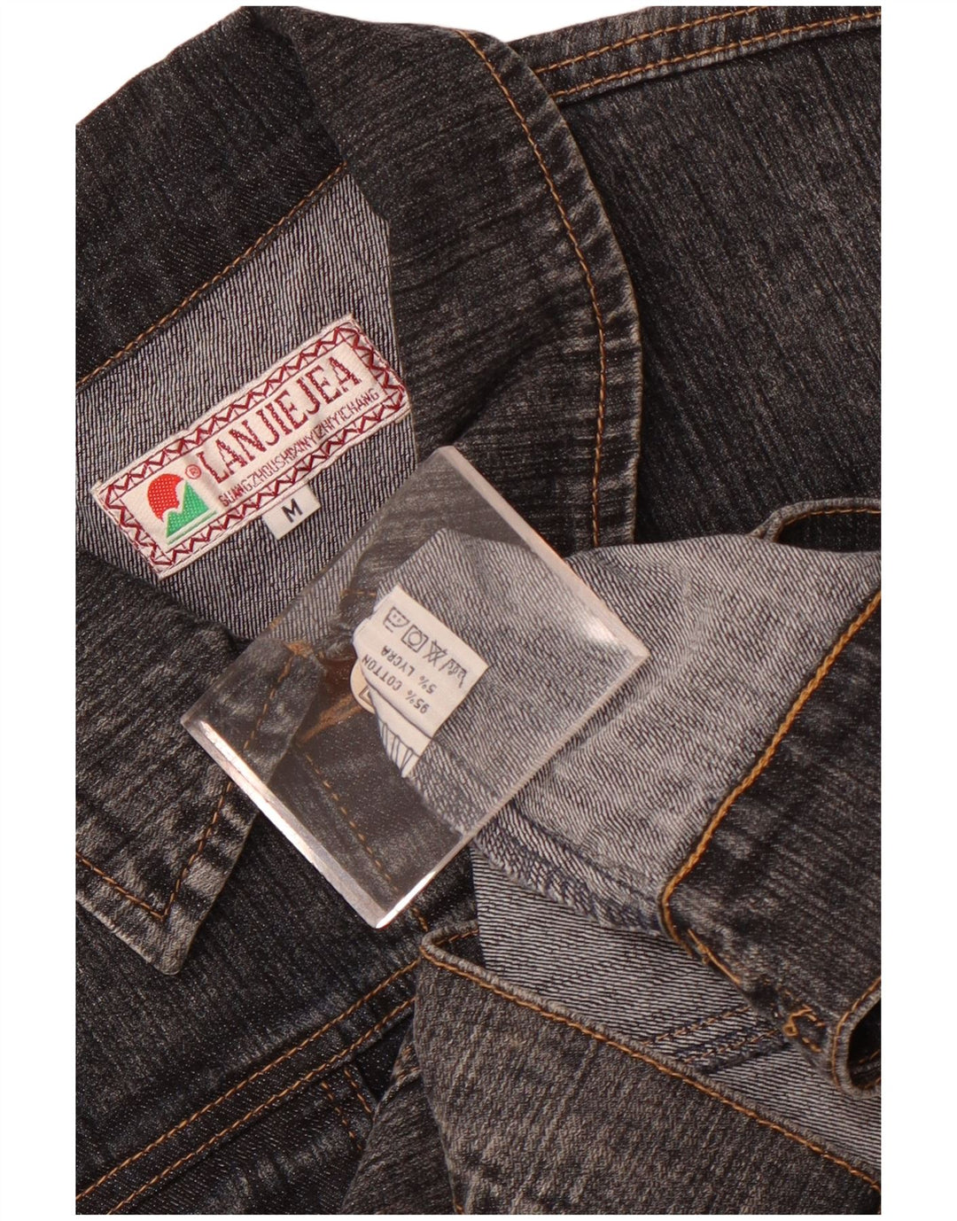 Jachetă de denim crop vintage pentru femei UK 12, bumbac gri mediu