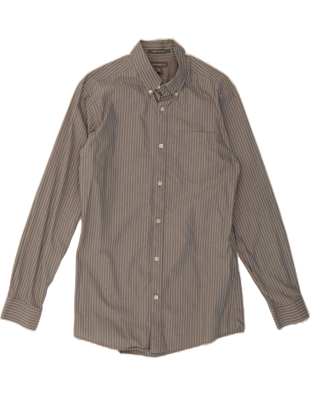 EDDIE BAUER Mens Slim Fit Shirt Medium Grey Pinstripe Cotton Vintage Eddie Bauer and Second-Hand Eddie Bauer from Messina Hembry 