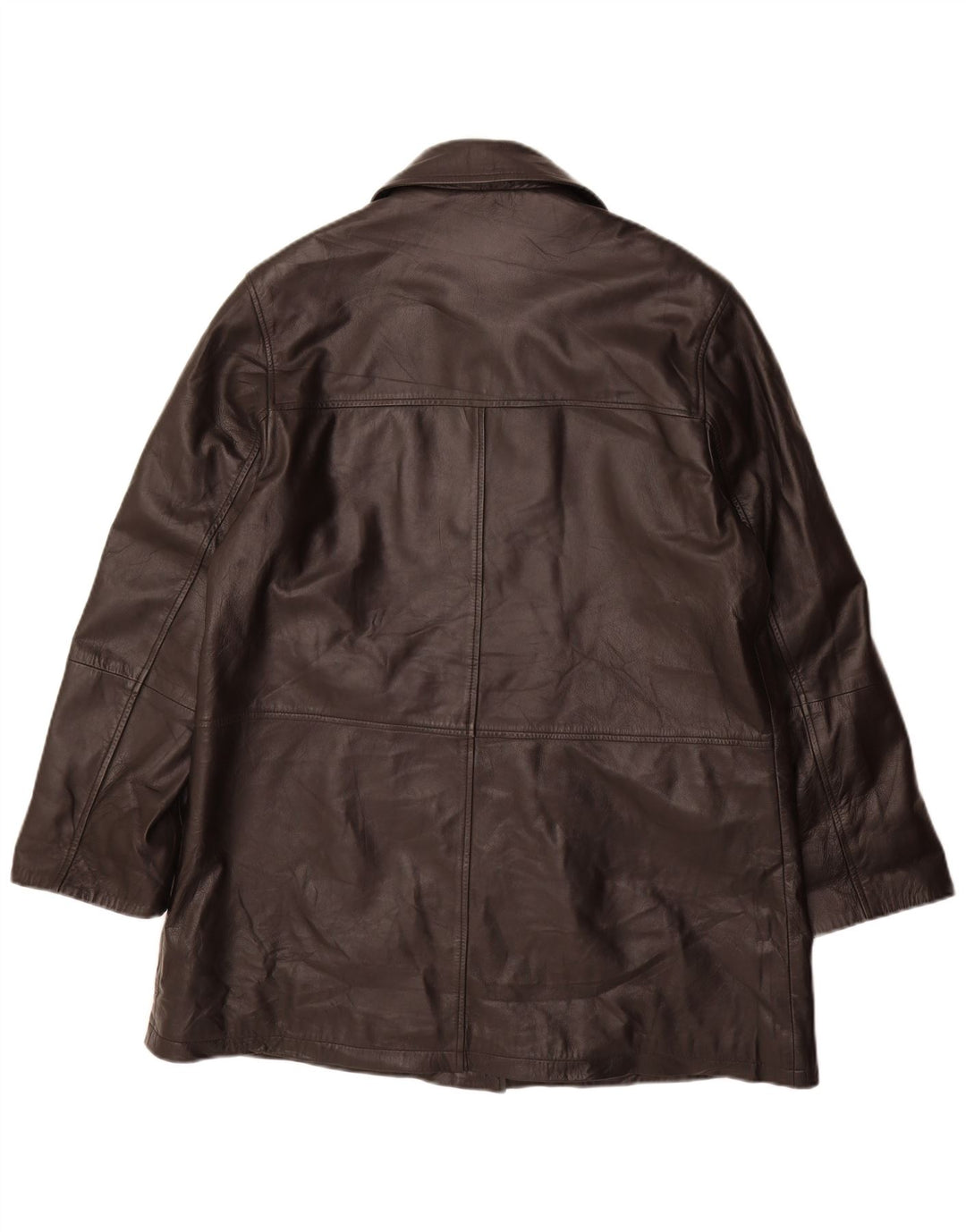 Palton din piele vintage pentru femei IT 46 din piele neagră mare