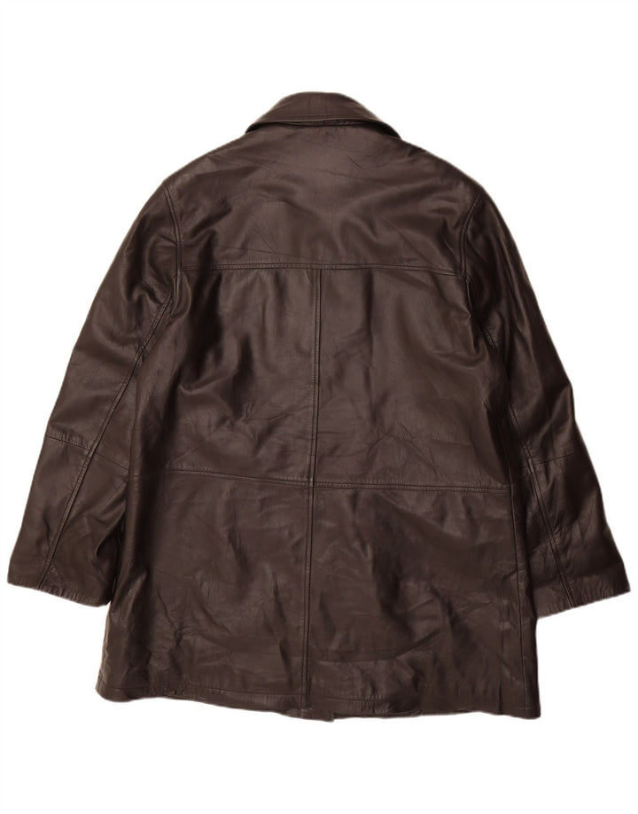 Palton din piele vintage pentru femei IT 46 din piele neagră mare