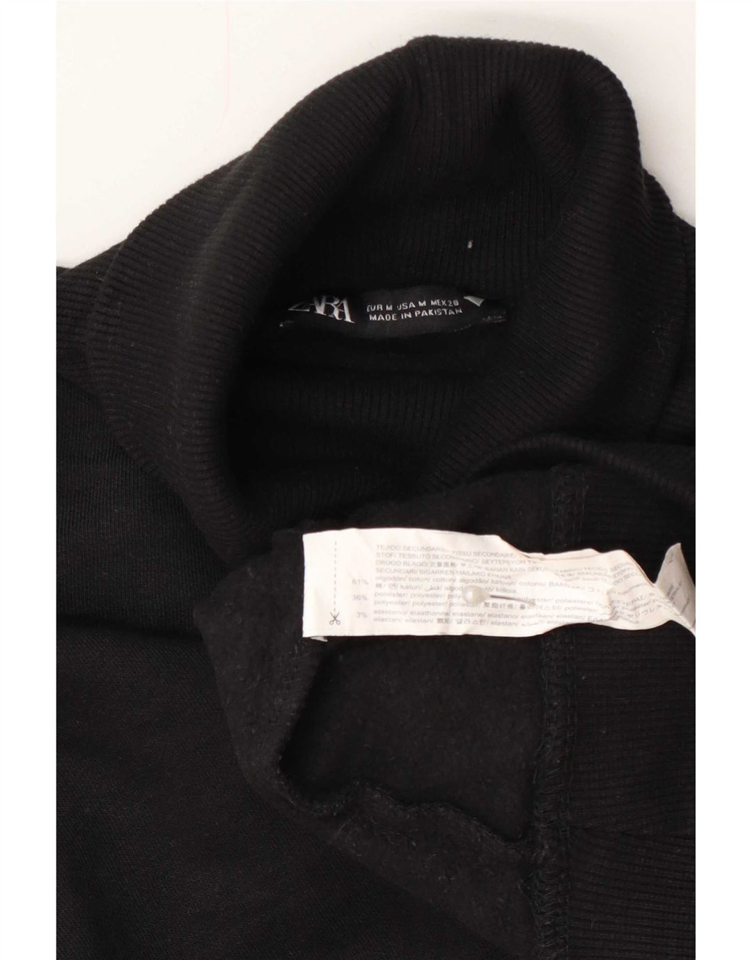 Pulover pentru femei Zara cu gât rulat din bumbac mediu negru UK 14