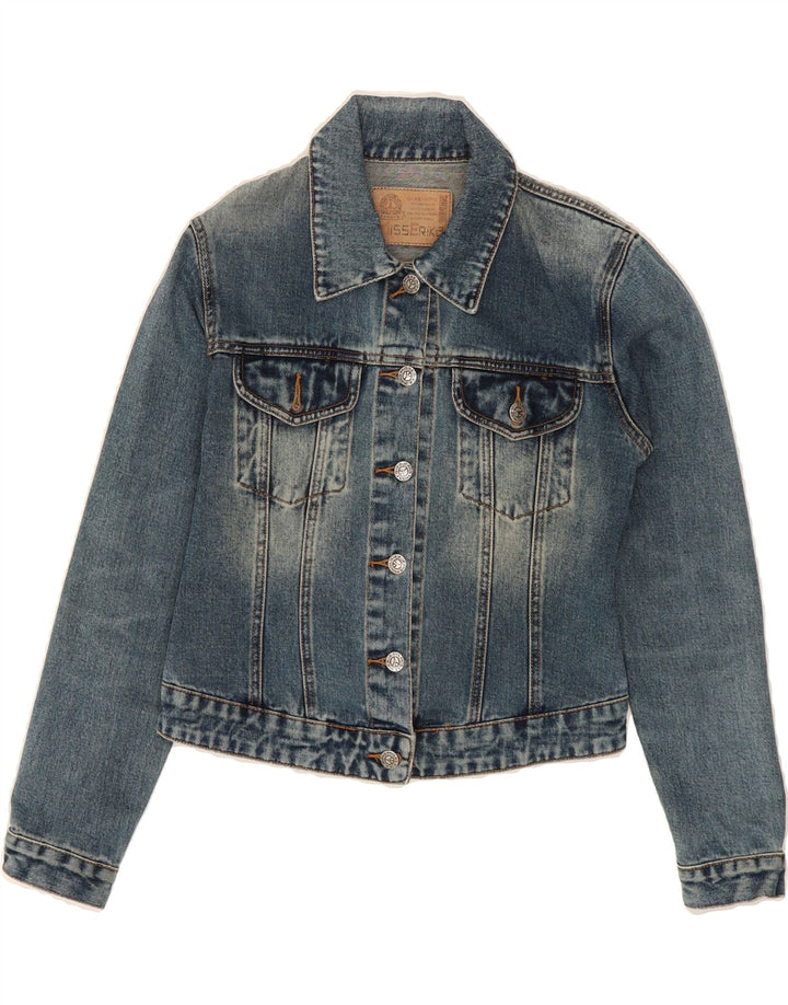 VINTAGE Womens Denim Jacket UK 12 Medium Blue Cotton Vintage Vintage and Second-Hand Vintage from Messina Hembry 