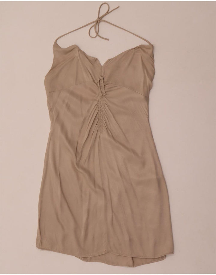 Rochie pentru femei Zara UK 12 Viscoză Medium Bej