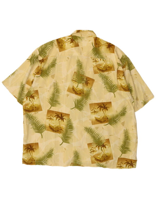 TOMMY BAHAMA Cămașă cu mânecă scurtă pentru bărbați, 2XL, galbenă, florală, din mătase hawaiană
