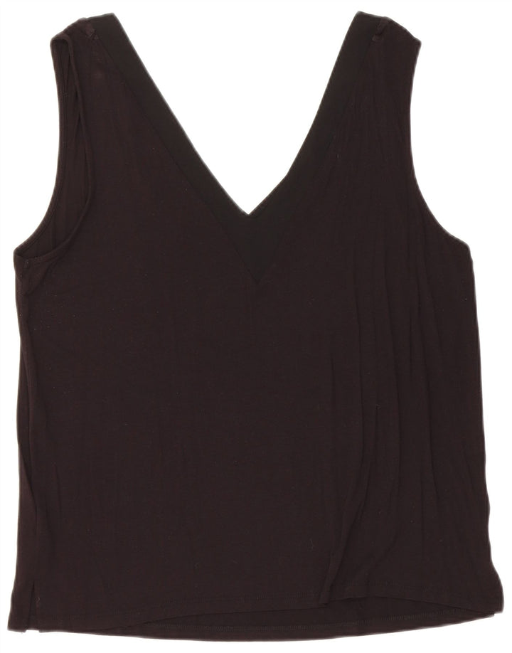 WAREHOUSE Crop Vest Top pentru femei UK 14 Medium Black Viscose