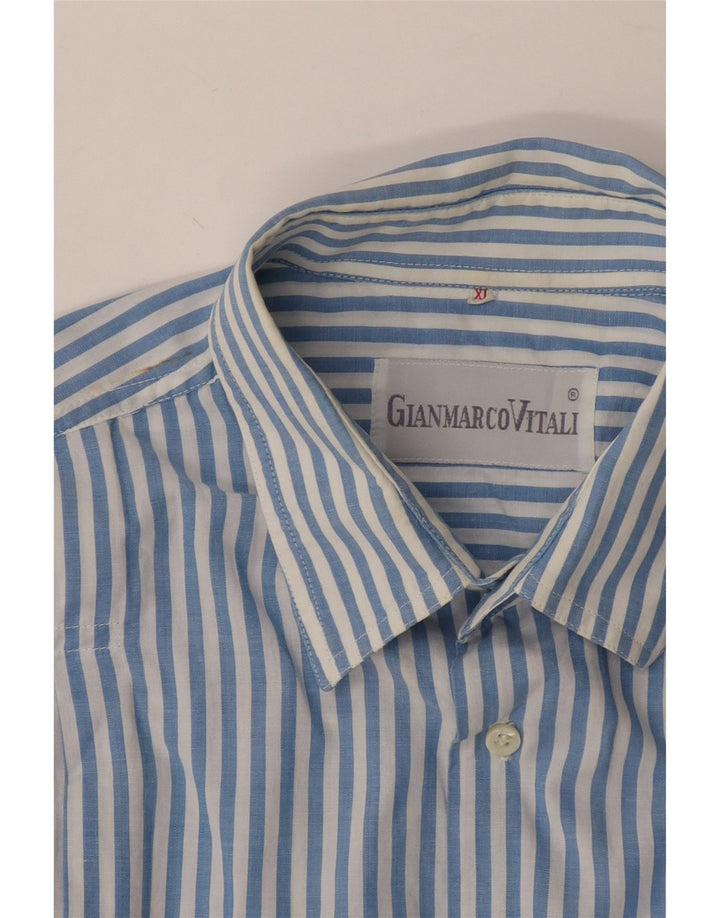 Cămașă Vintage pentru bărbați cu mânecă scurtă XL cu dungi albastre