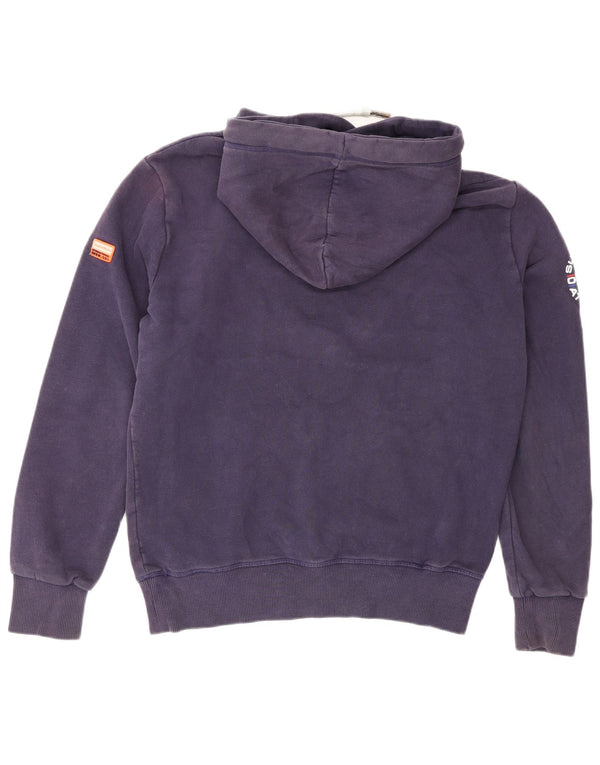 Pulover cu glugă grafic Superdry pentru bărbați, mare, bleumarin, bumbac color bloc