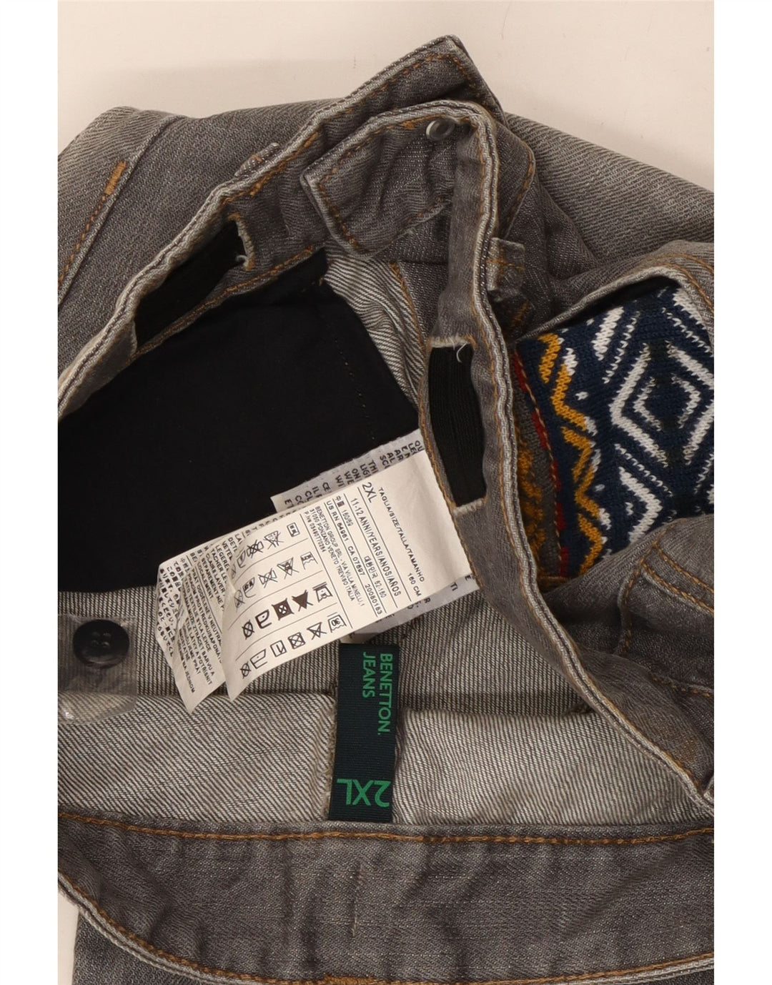 BENETTON Blugi drepte pentru fete 11-12 ani 2XL W28 L28 gri