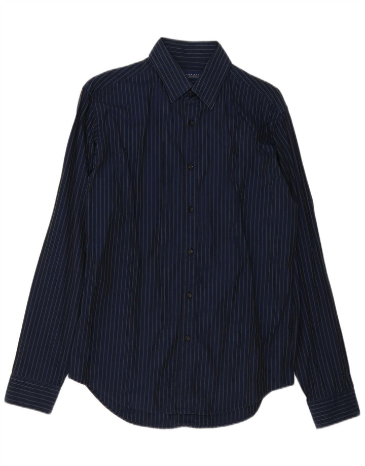 Cămașă Bărbați Zara Mediu Bleumarin, Bumbac Pinstripe