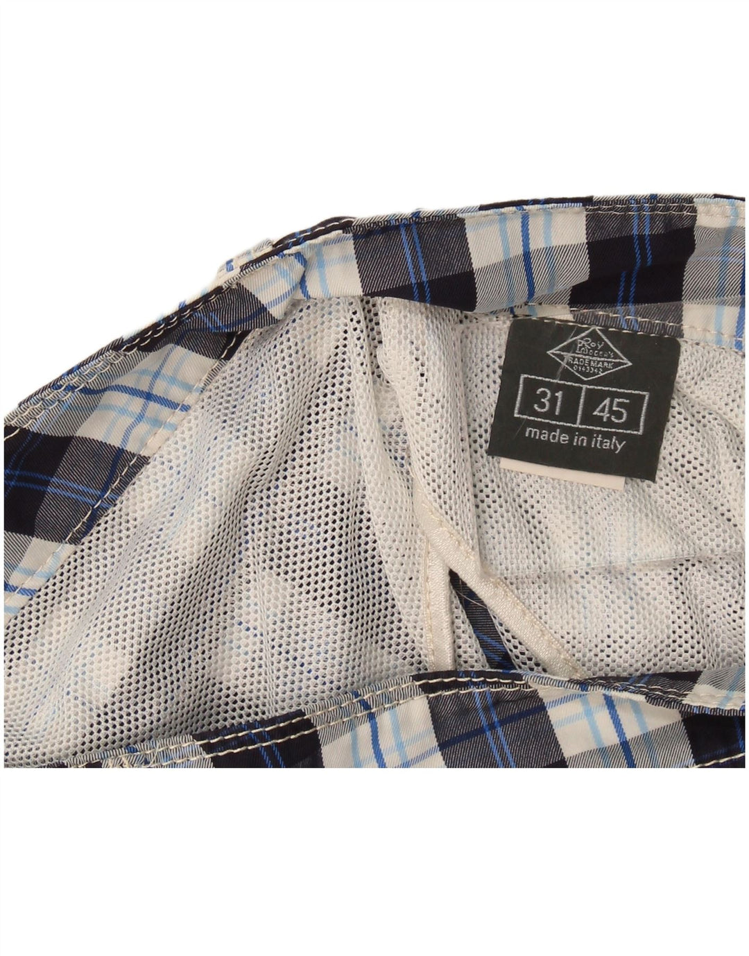 Pantaloni scurți casual pentru bărbați Roy Rogers W31, poliester cu carouri, albastru marin mediu