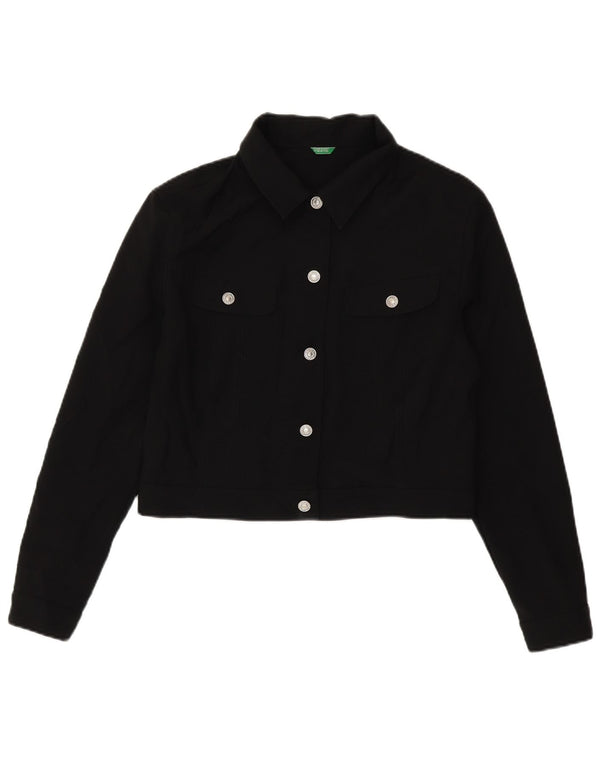 Jachetă Bomber Crop pentru femei Benetton UK 14 Poliester negru mare