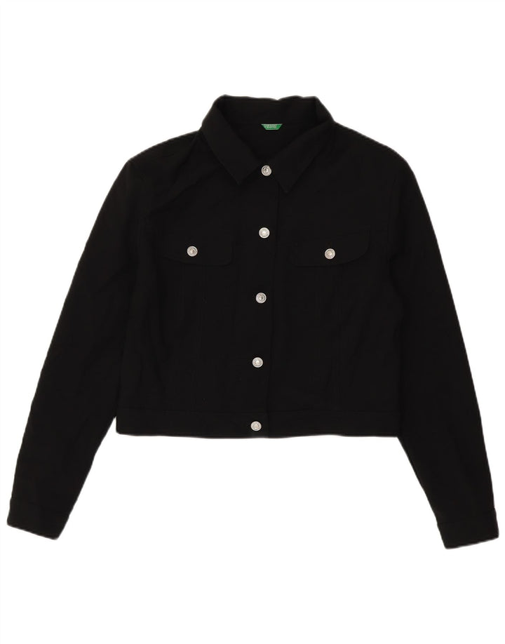 Jachetă Bomber Crop pentru femei Benetton UK 14 Poliester negru mare