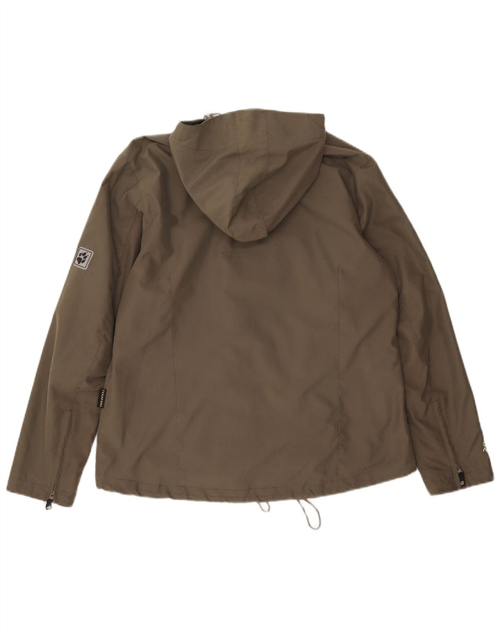 Jack Wolfskin Jachetă de ploaie cu glugă pentru femei Marea Britanie 14/16 Poliester kaki mare