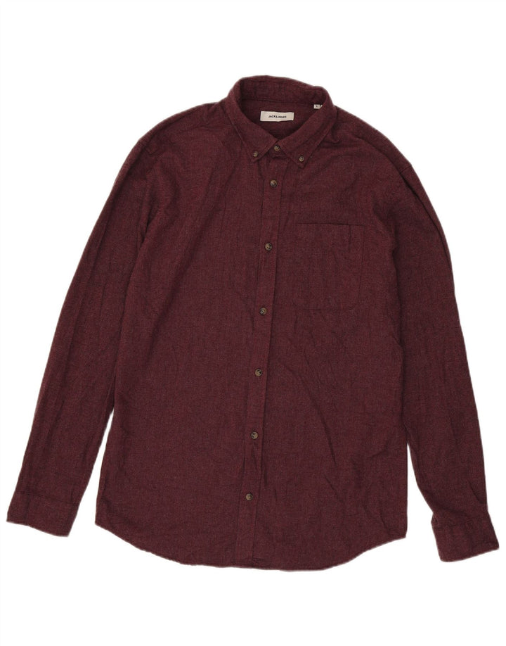 Cămașă de flanel pentru bărbați JACK & JONES, bumbac burgundy mare