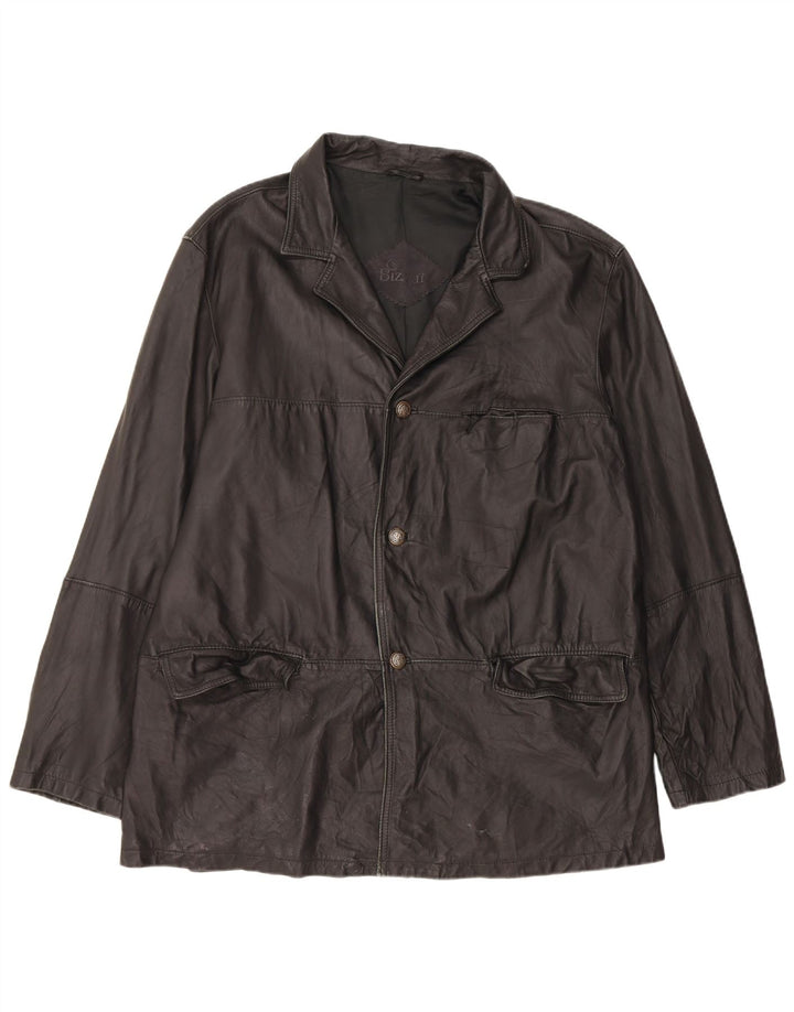 Jachetă Blazer pentru bărbați cu 3 nasturi Bizzarro IT 54 2XL din piele neagră