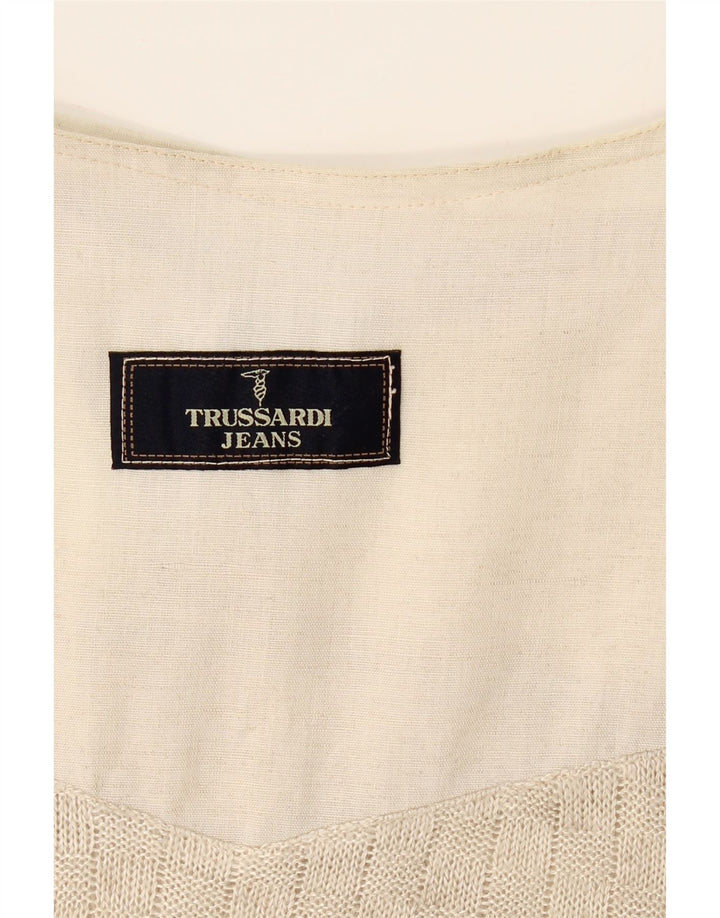TRUSSARDI JEANS Womens Blouse Top UK 16 Large Beige Vintage Trussardi Jeans and Second-Hand Trussardi Jeans from Messina Hembry 