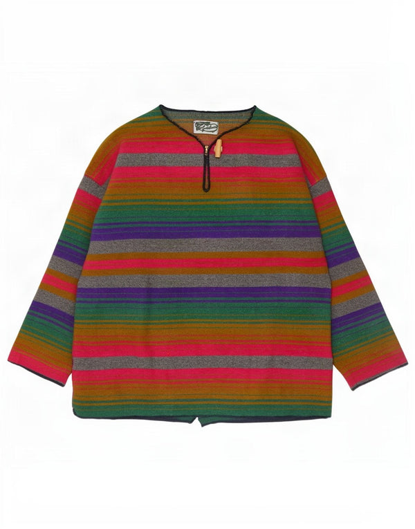 Pulover vintage pentru femei cu decolteu în V UK 18 XL Lână cu dungi multicolore