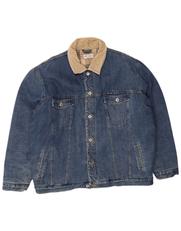 Jachetă de blugi Sherpa Vintage pentru bărbați UK 44 2XL Bumbac albastru