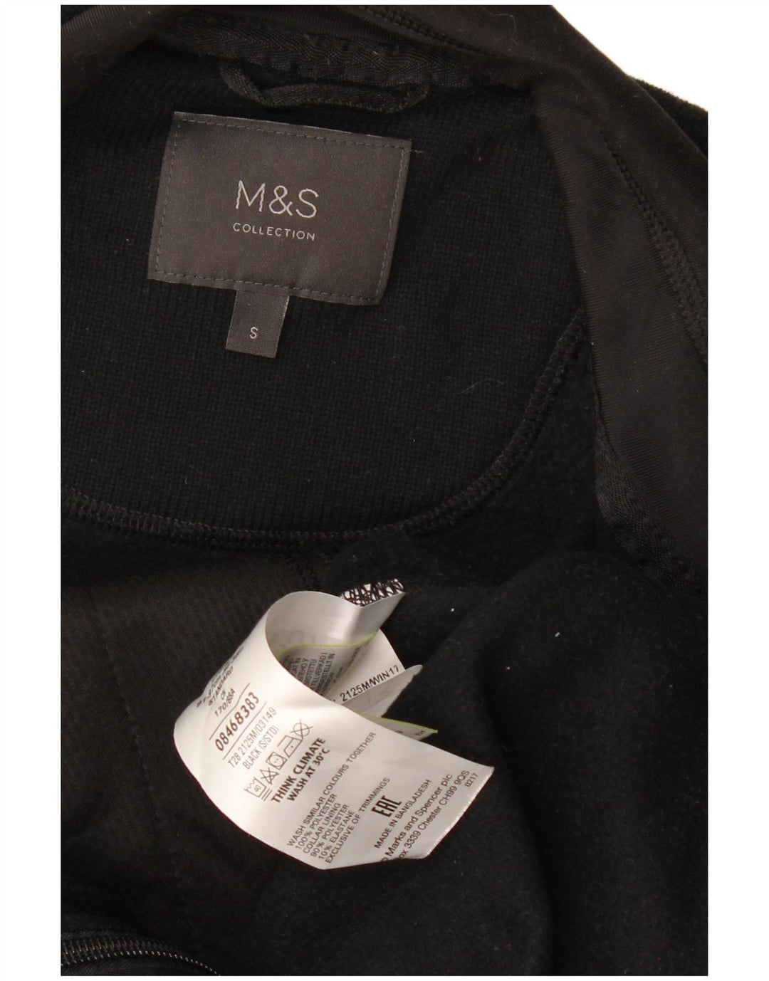 MARKS & SPENCER Jachetă fleece supradimensionată pentru femei UK 10 Poliester negru mic