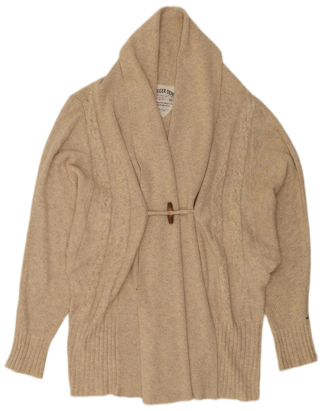 Pulover cardigan pentru femei Tommy Hilfiger UK 14 bumbac mediu bej