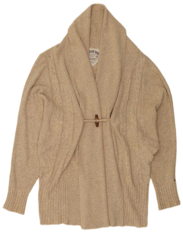 Pulover cardigan pentru femei Tommy Hilfiger UK 14 bumbac mediu bej