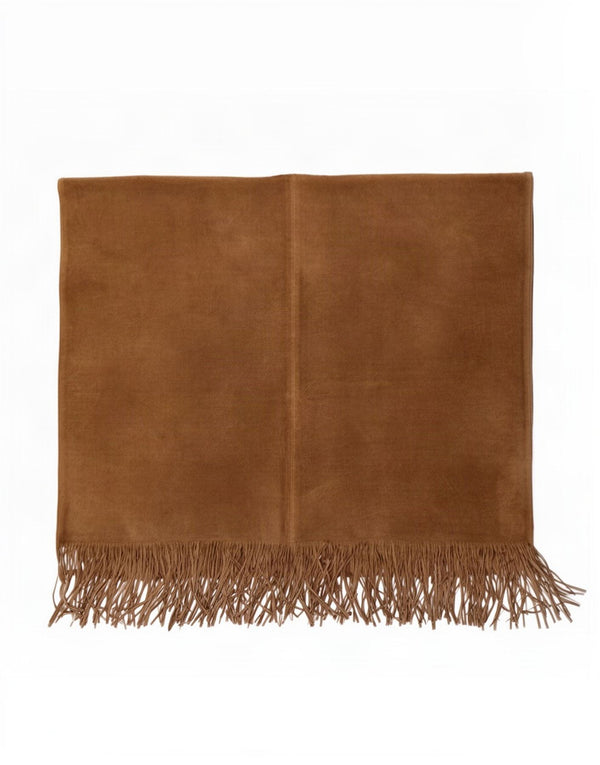 Top Poncho din piele intoarsa vintage pentru femei, marime unica, piele maro