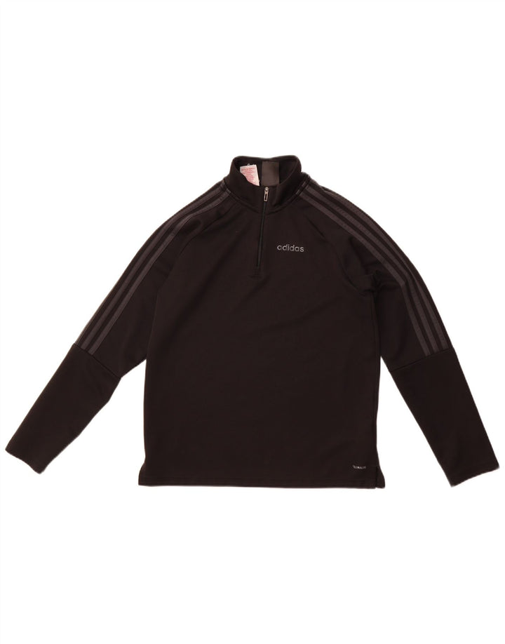 Adidas pentru băieți Climalite Zip Neck Pullover Trening Top 13-14 ani, negru